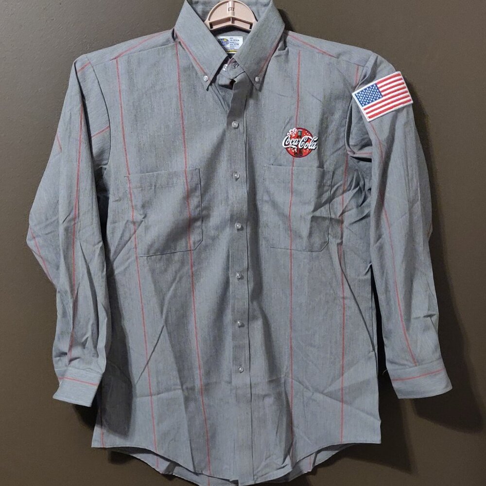 Vintage Coca Cola Long Sleeve Employee Uniform Shirt SIZE LARGE